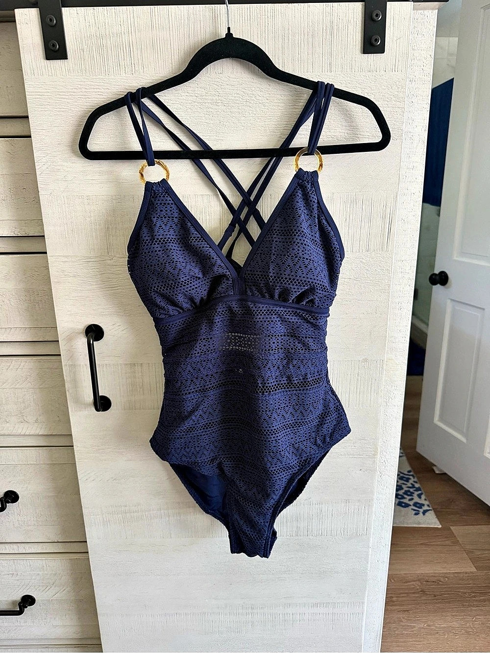 Blue Lace-Up One-Piece Swimsuit